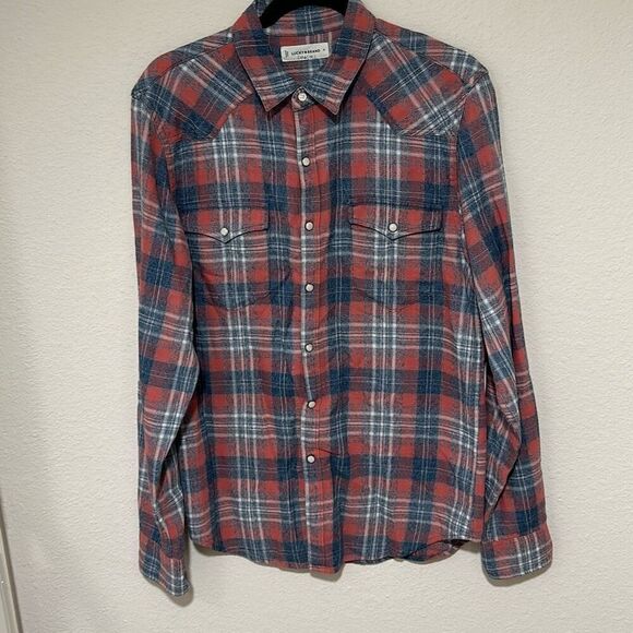 Lucky‎ Brand Mens Multicolor Cotton Pearl Snap Flannel Size Small - Picture 1 of 7